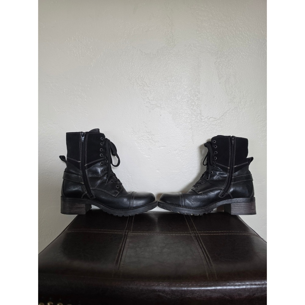 TAOS Crave Leather Vintage Style Boho Grunge Combat Black Boots sz EU 39 US 8.5 - Picture 5 of 10